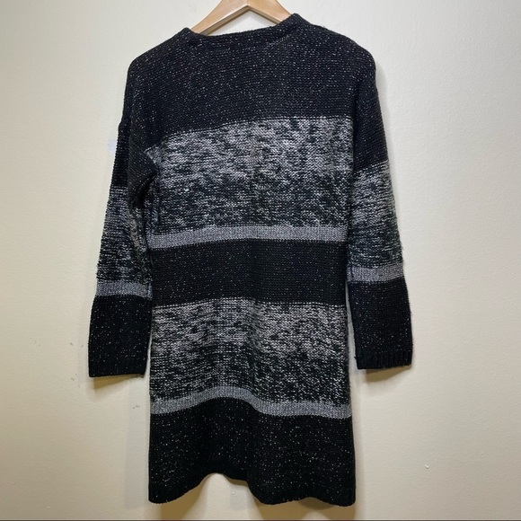 Chico’s Black and Silver Wool Blend Open Front Cardigan Metallic - Picture 2 of 4